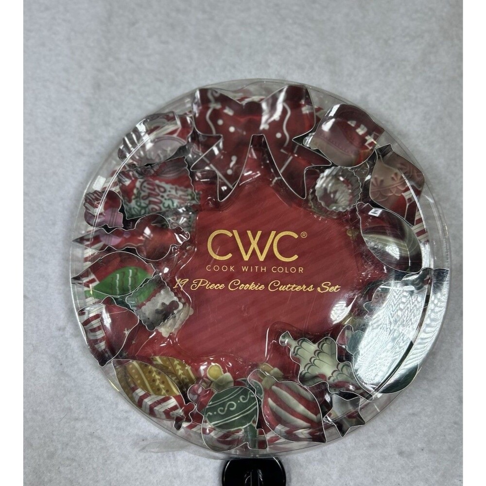 CWC Cook With Color 19-Piece Metal Cookie Cutter Set Vintage Ornament Designs